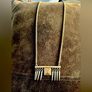 Banana Republic long cable Etruscan revival necklace